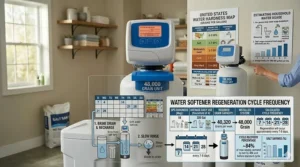 A diagram showing how capacity calculation affects the frequency of the softener's regeneration cycle.