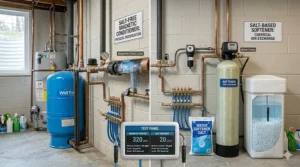 A comparison chart evaluating if magnetic water softeners work as effectively as traditional salt-based systems.