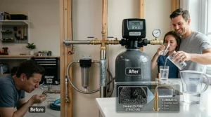 A visual representation of clear, fresh drinking water achieved through advanced catalytic carbon filtration.